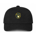 Milwaukee Brewers MLB Logo Black Dad Baseball Cap Hat