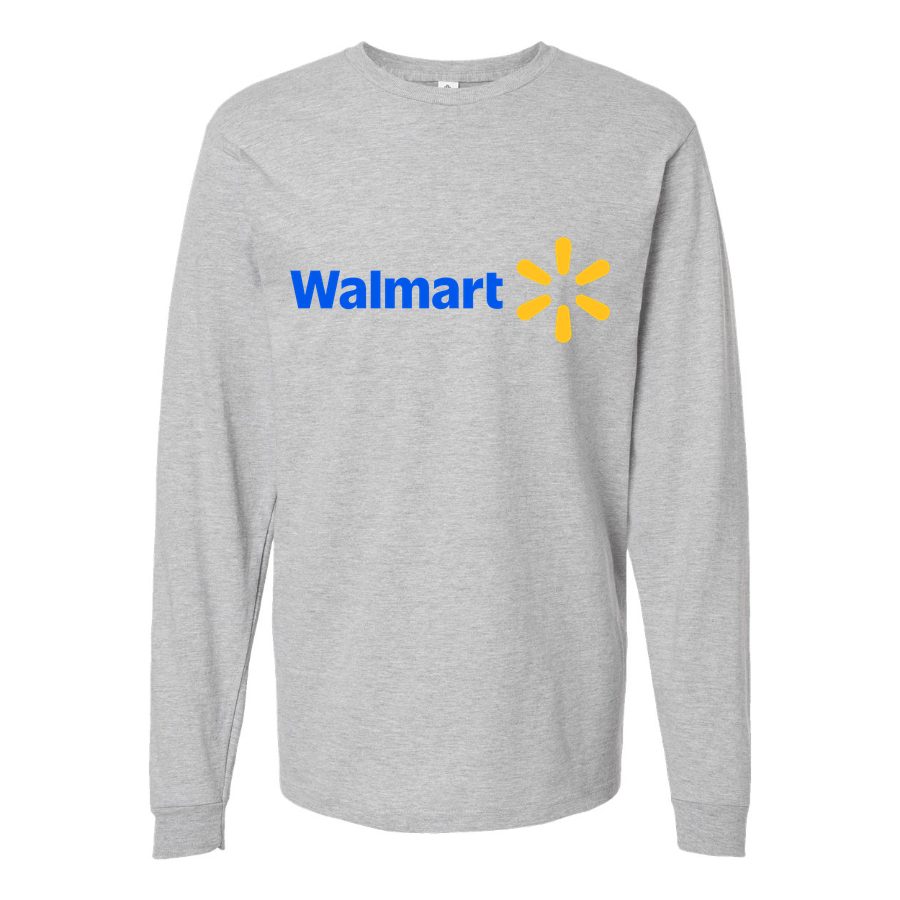 Men's Walmart-Logo-1536x864 Long sleeves Cotton Blend T-Shirt - Gray