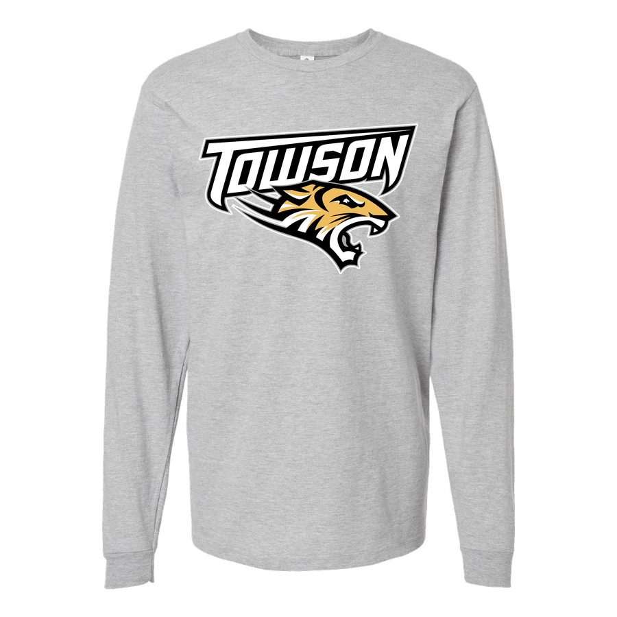 Men's Towson Tigers Logo Long sleeves Cotton Blend T-Shirt - Gray