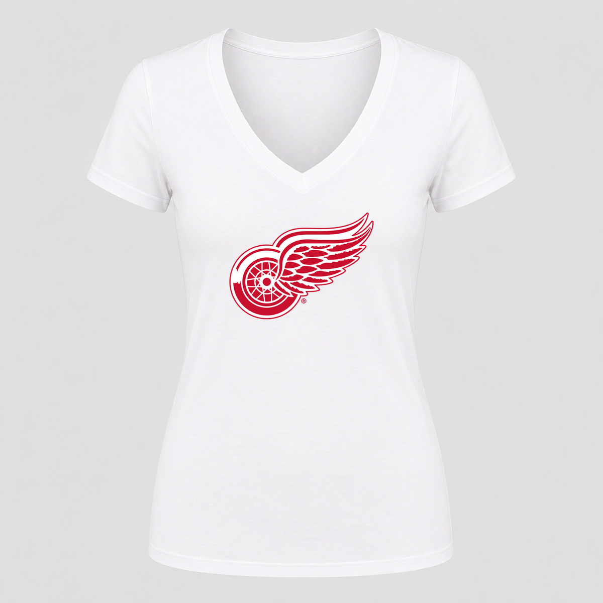 Women's Detroit Red Wings V Neck T-Shirt in white