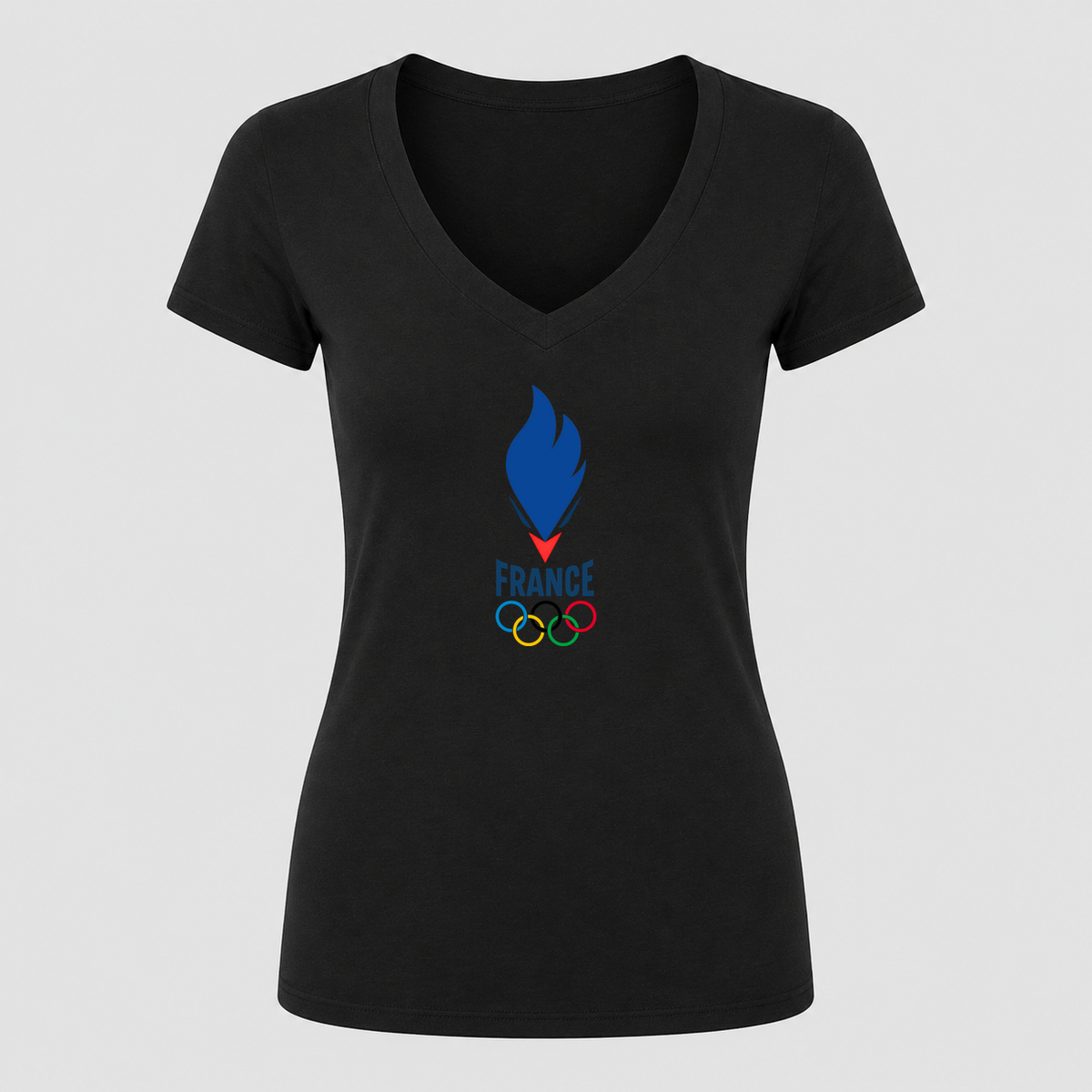 Women's France 2024 V Neck T-Shirt in black