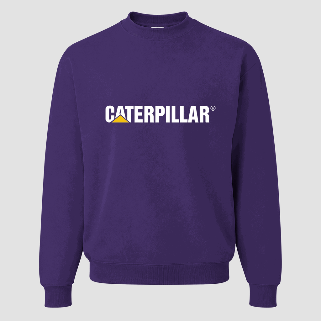 Men's Caterpillar White Logo Crewneck Sweatshirt - Purple