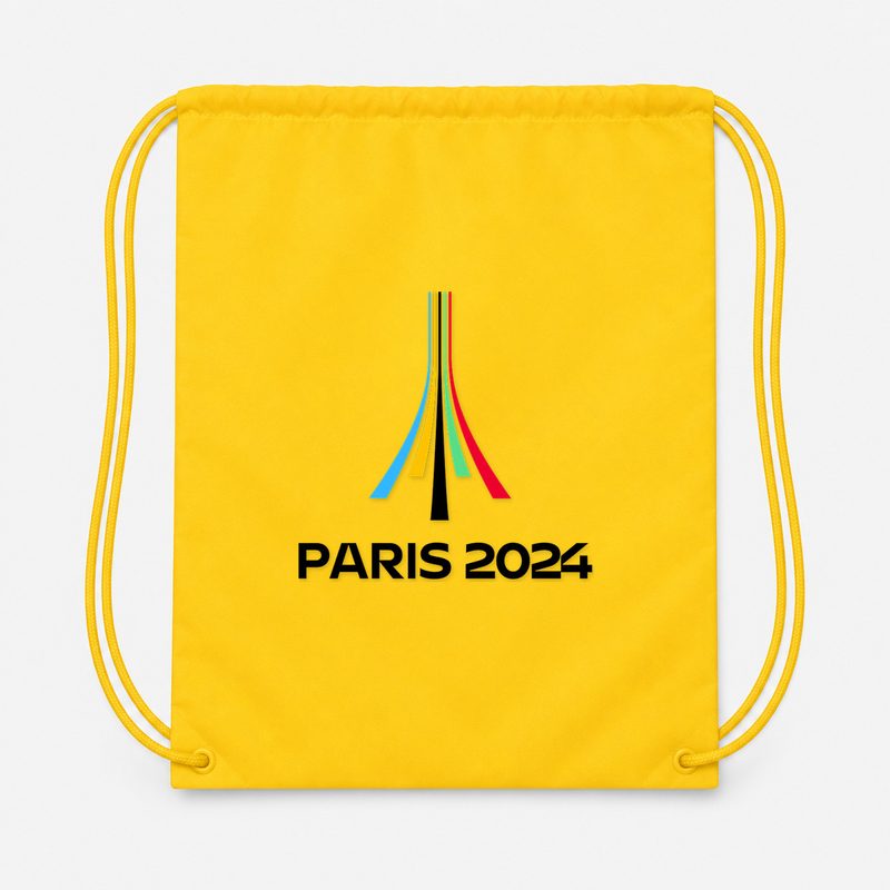 Paris 2024 Olympics Black Drawstring Bag - Yellow
