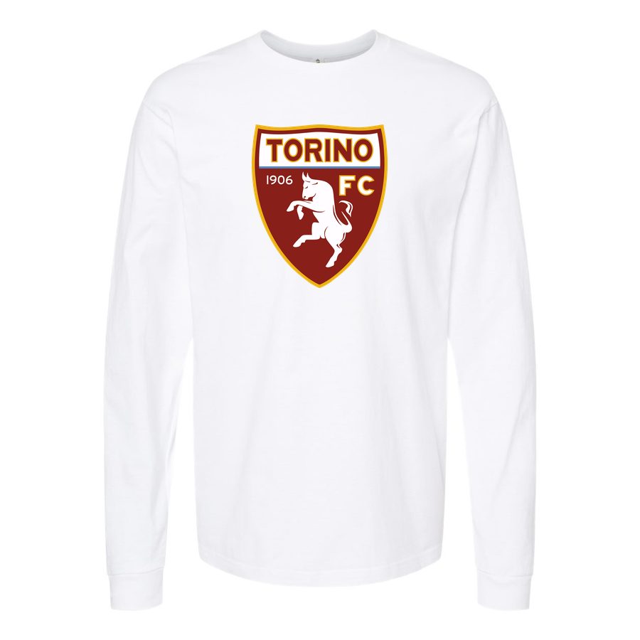 Men's Torino Soccer Logo Long sleeves Cotton Blend T-Shirt - White