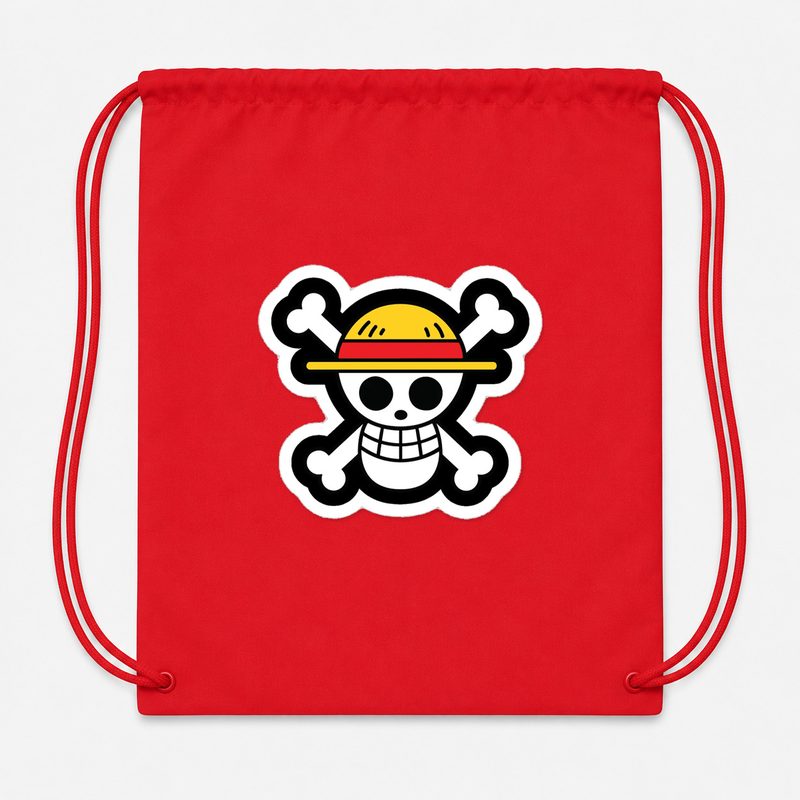 StrawHat Luffy Cartoon Drawstring Bag - Red