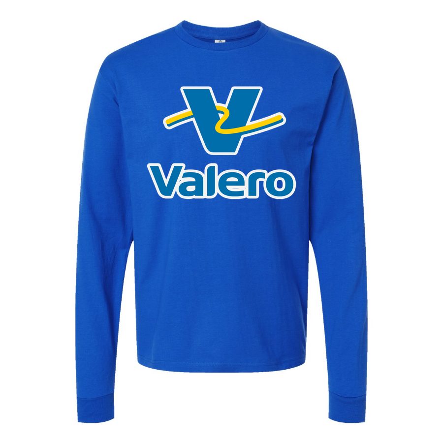 Men's Valero Gas Station Logo Long sleeves Cotton Blend T-Shirt - Blue