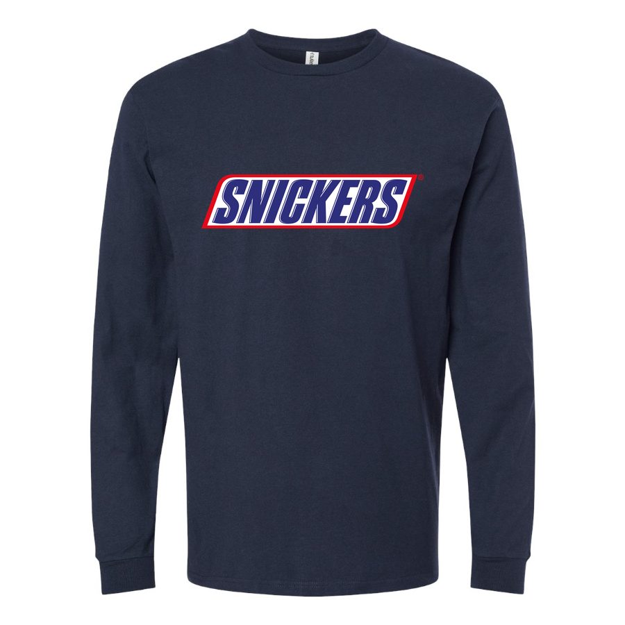 Men's Snickers-Logo-food-1536x864 Long sleeves Cotton Blend T-Shirt - Navy