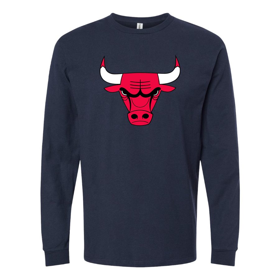 Men's Chicago Bulls Long sleeves Cotton Blend T-Shirt - Navy