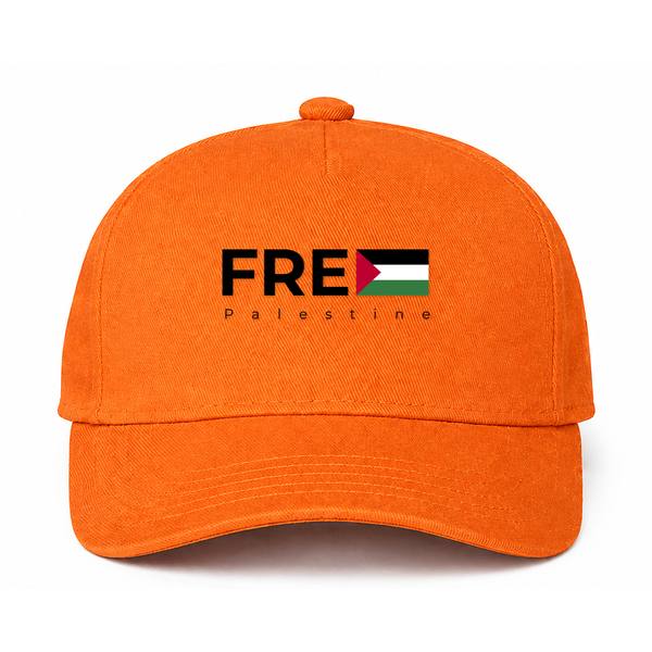 Free Palestine Black Logo Orange Dad Baseball Cap Hat