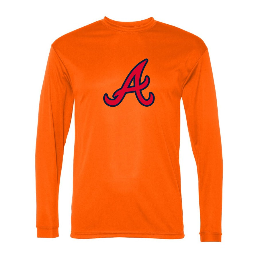 Men's Atlanta Braves Polyester Long Sleeve T-Shirt - Orange