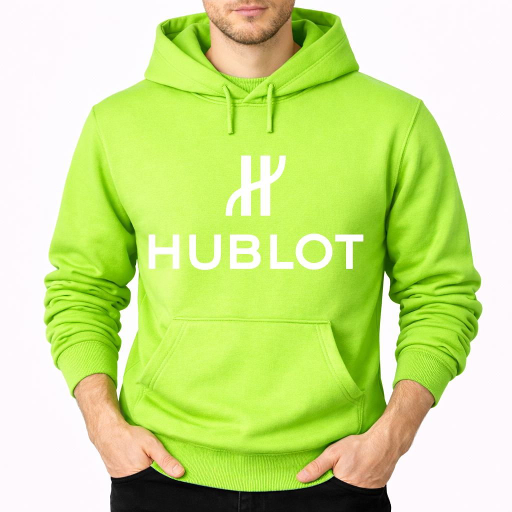 Men's Hublot White Pullover Hoodie - Lime green