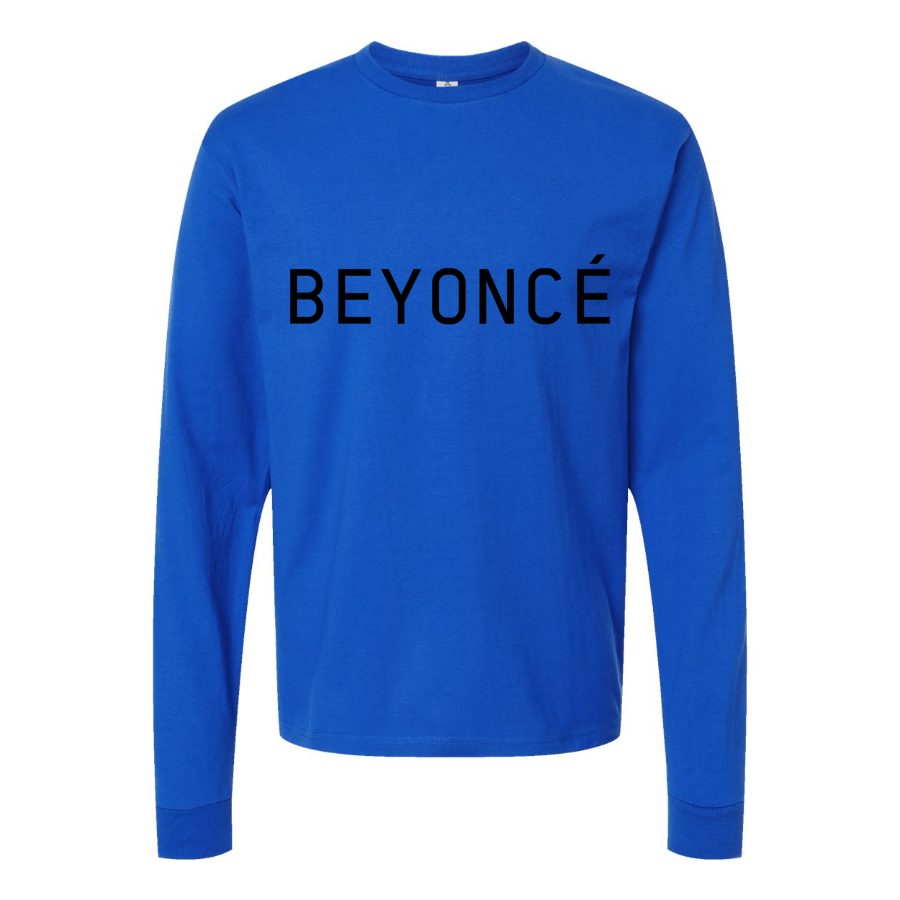 Men's Beyonce-Logo Long sleeves Cotton Blend T-Shirt - Blue