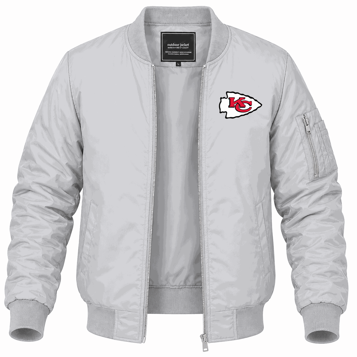 Men's Kansas City Chiefs Lightweight Bomber Jacket - Gray