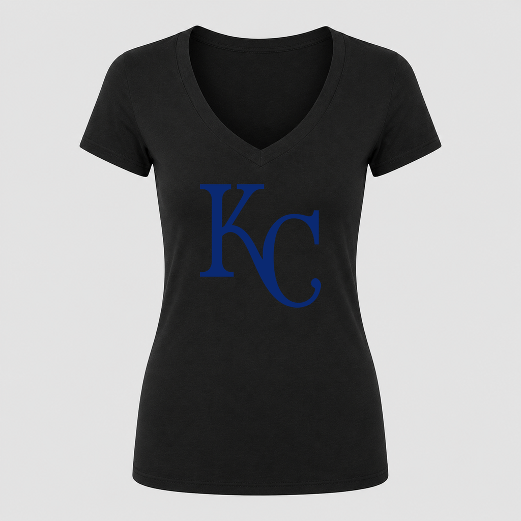 Women's Kansas City Royals V Neck T-Shirt in black