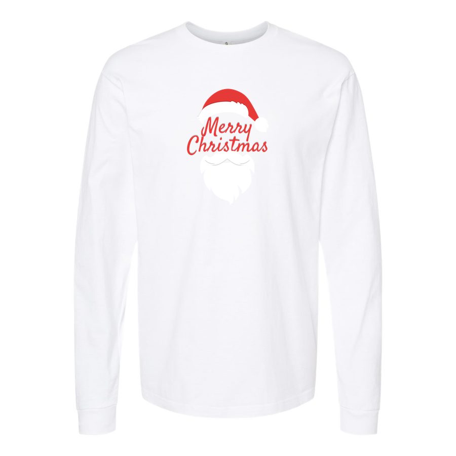 Men's merry-christmas-icon-and-santa-claus-free-png-1 Long sleeves Cotton Blend T-Shirt - White