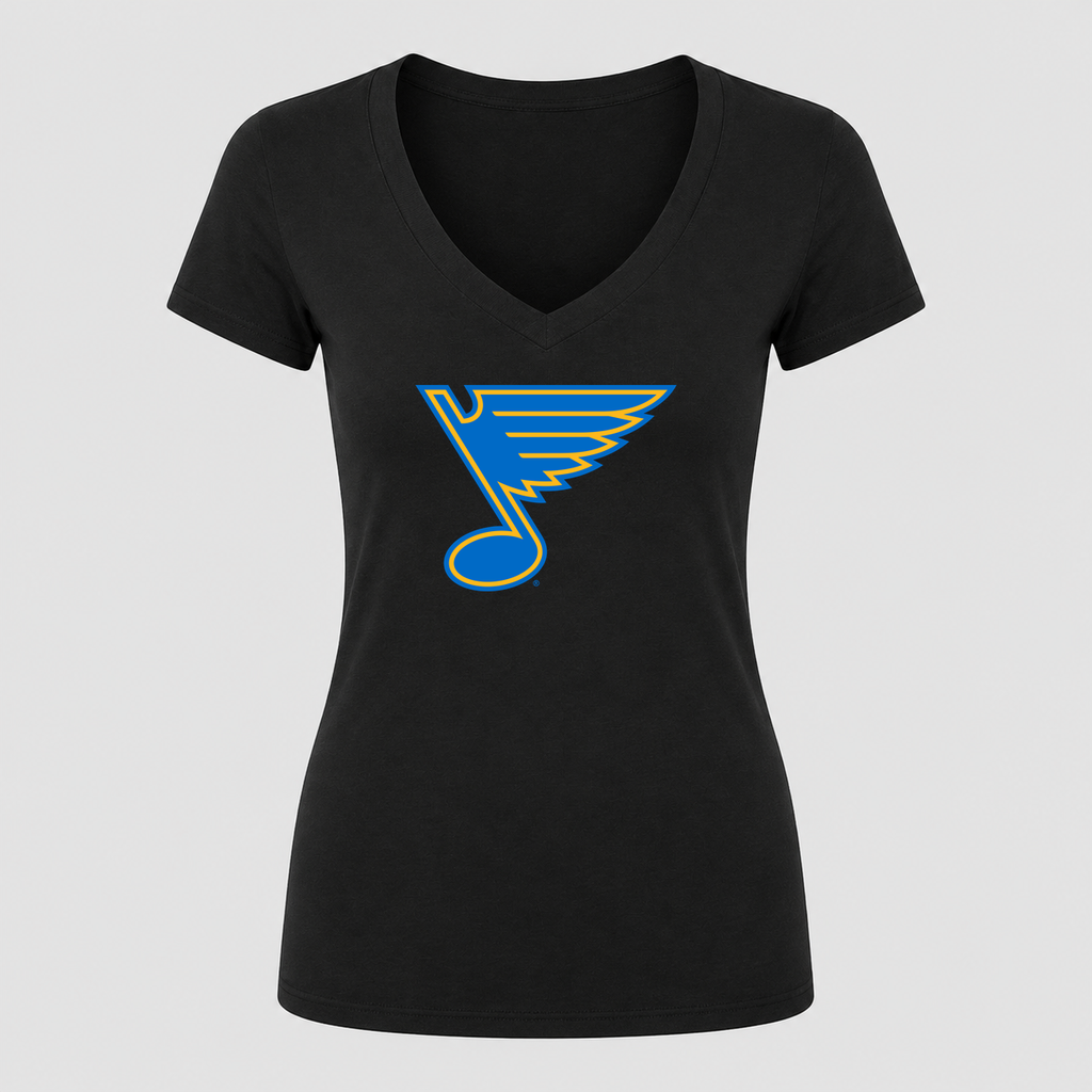 Women's St. Louis Blues V Neck T-Shirt in black