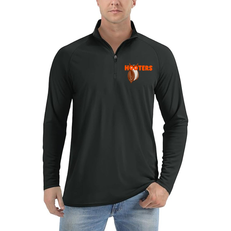 Hooters quarter-zip athletic shirt in Black