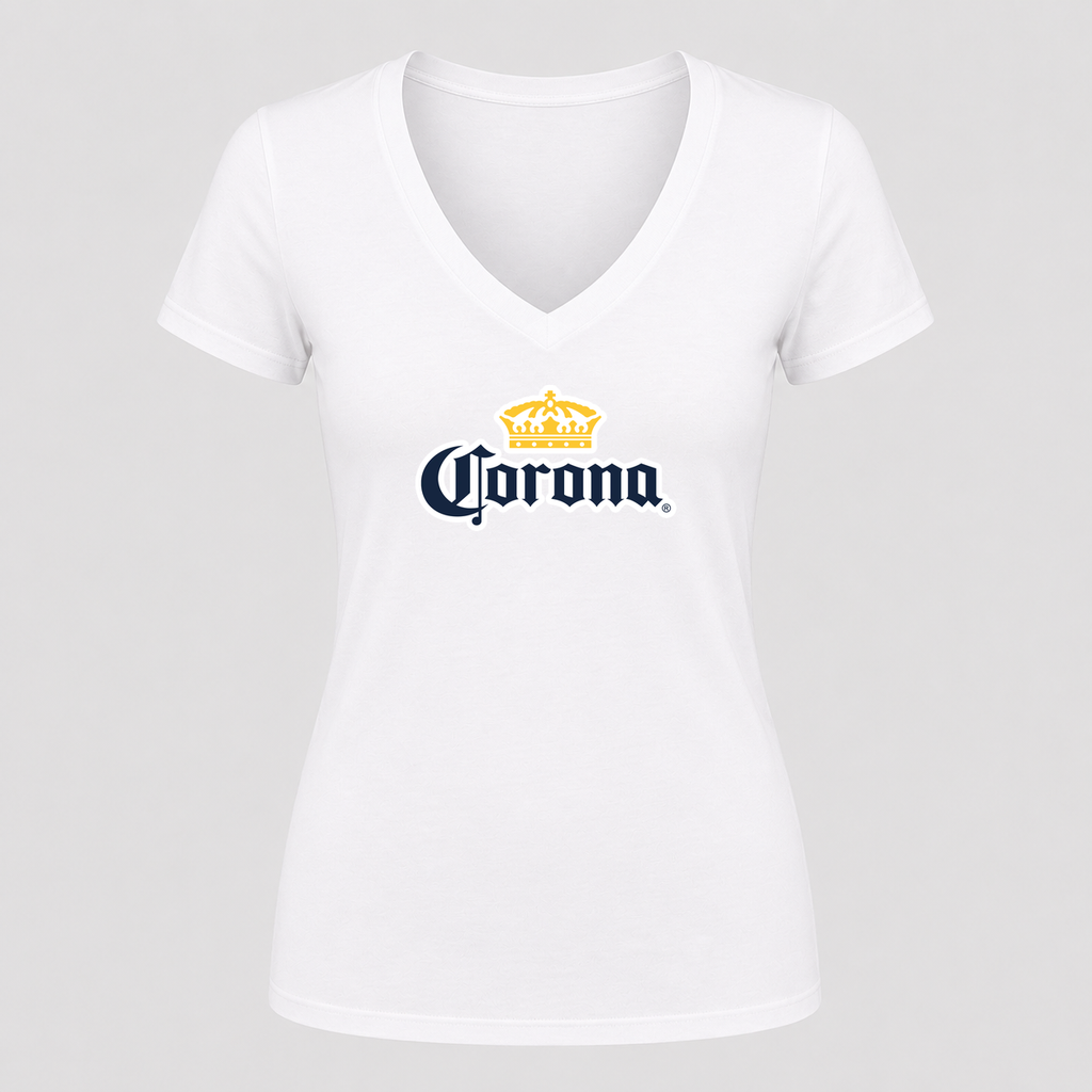 Women's Corona V Neck T-Shirt in white