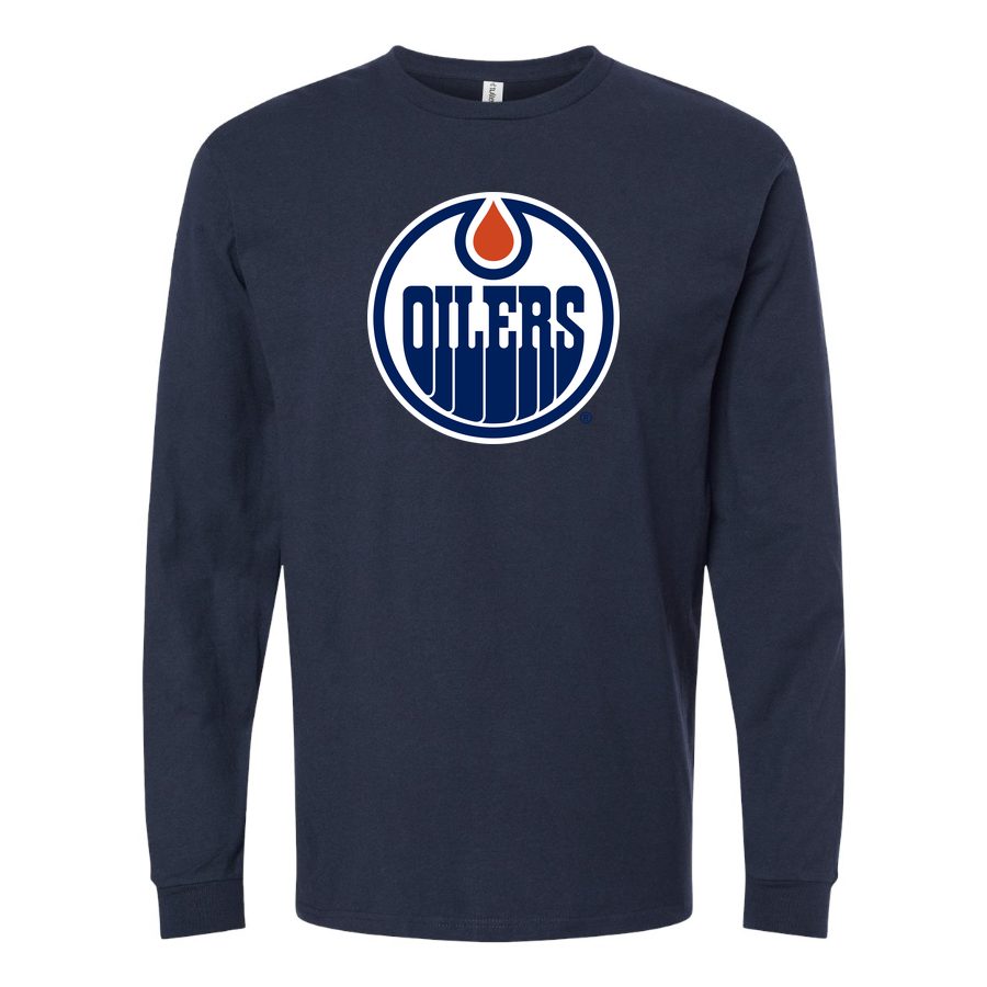 Men's Edmonton Oilers Long sleeves Cotton Blend T-Shirt - Navy