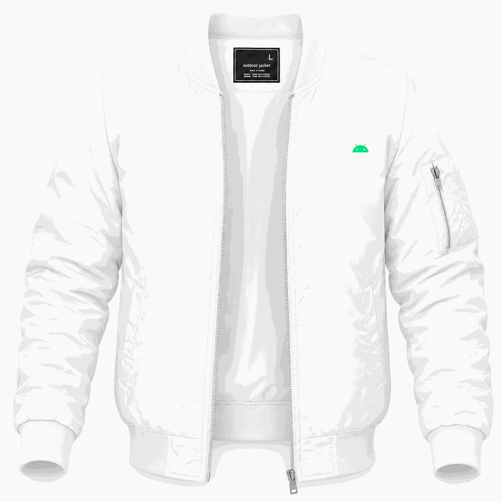 Men's Android White Lightweight Bomber Jacket - White