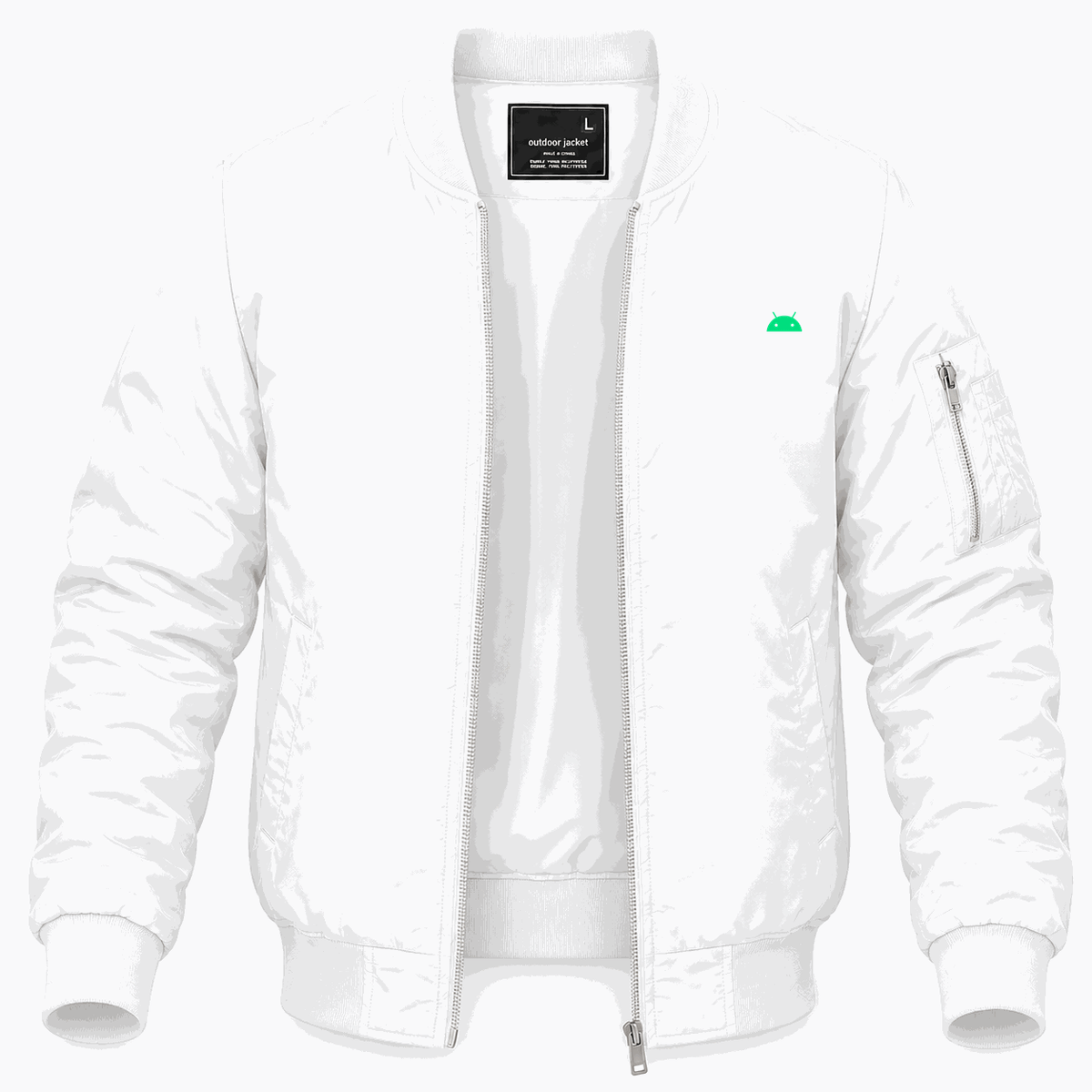 Men's Android White Lightweight Bomber Jacket - White