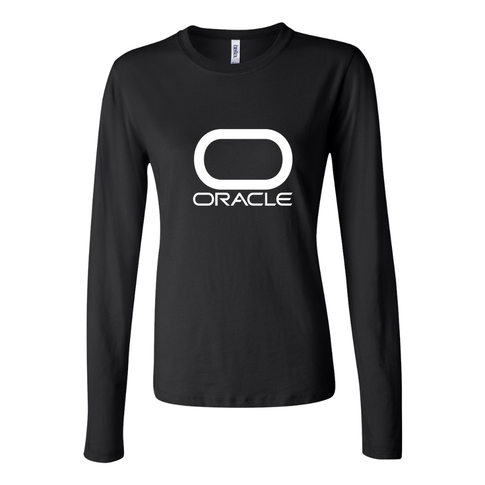 Women's Oracle Logo White Long Sleeve T-Shirt - Black