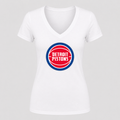 Women's Detroit Pistons V Neck T-Shirt in white