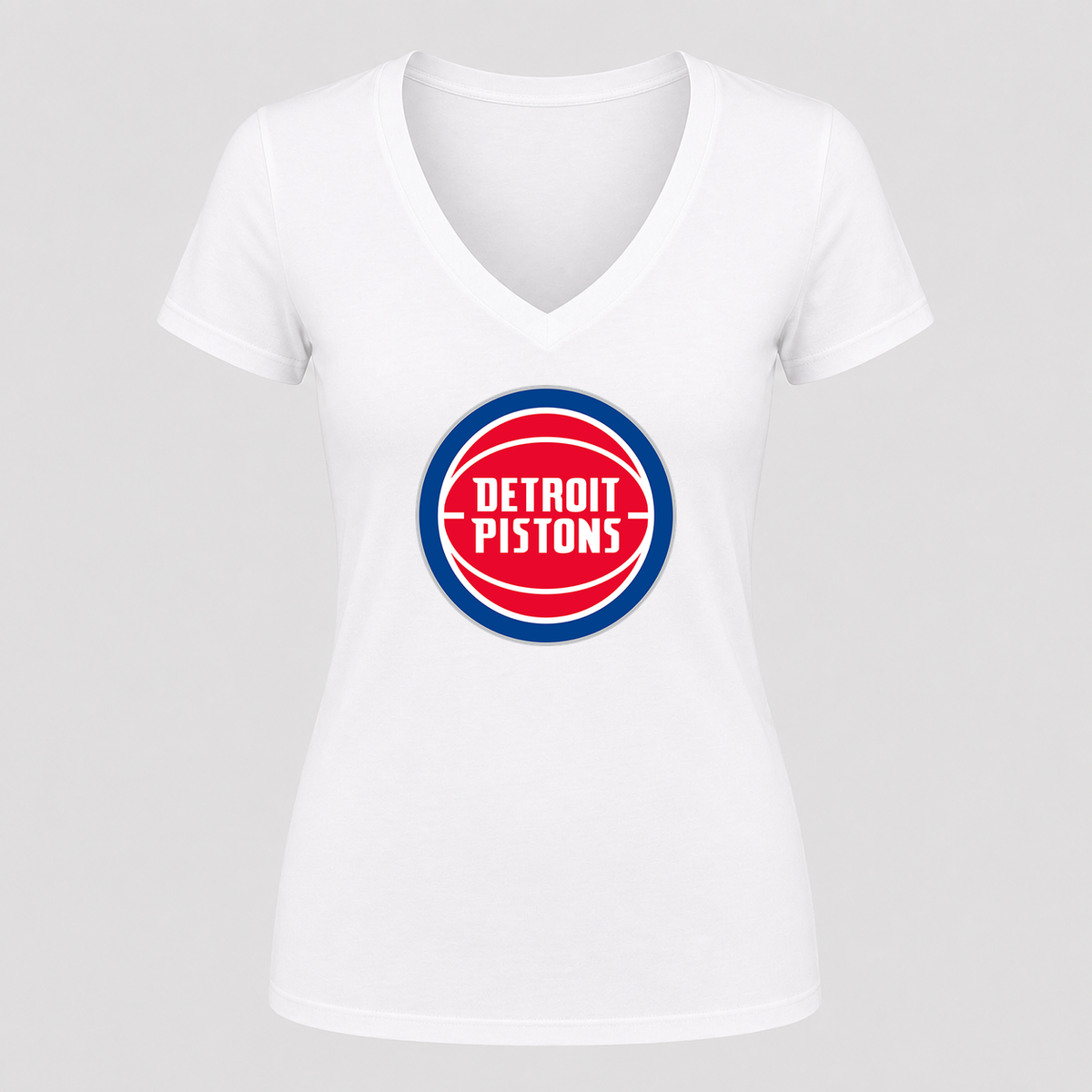 Women's Detroit Pistons V Neck T-Shirt in white