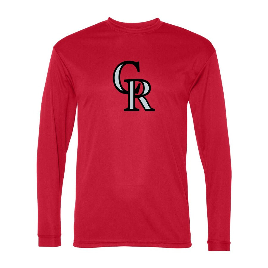 Men's Colorado Rockies Polyester Long Sleeve T-Shirt - Red