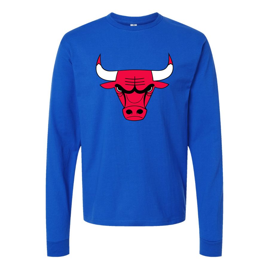 Men's Chicago Bulls Long sleeves Cotton Blend T-Shirt - Blue