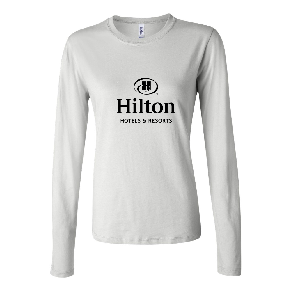 Women's Hilton logo 1024x806 Long Sleeve T-Shirt - White