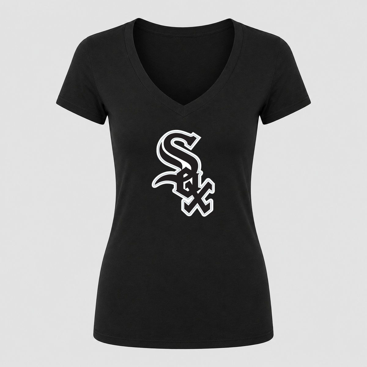 Women's Chicago White Sox V Neck T-Shirt in black