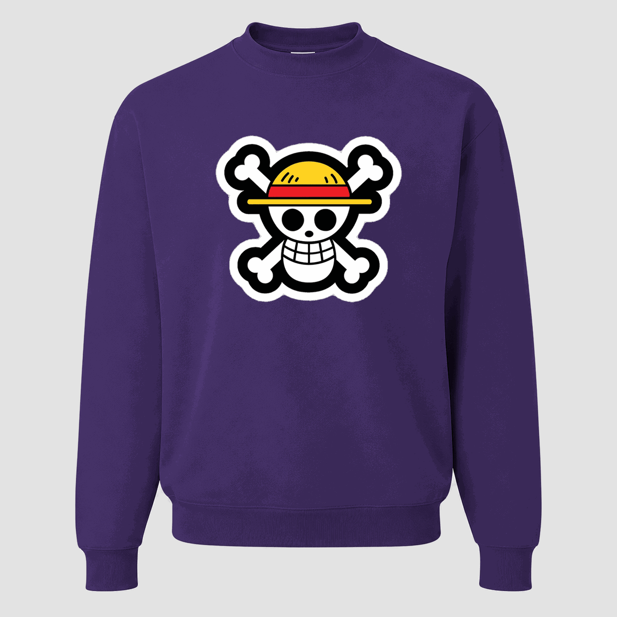 Men's Straw Hat Luffy Crewneck Sweatshirt - Purple
