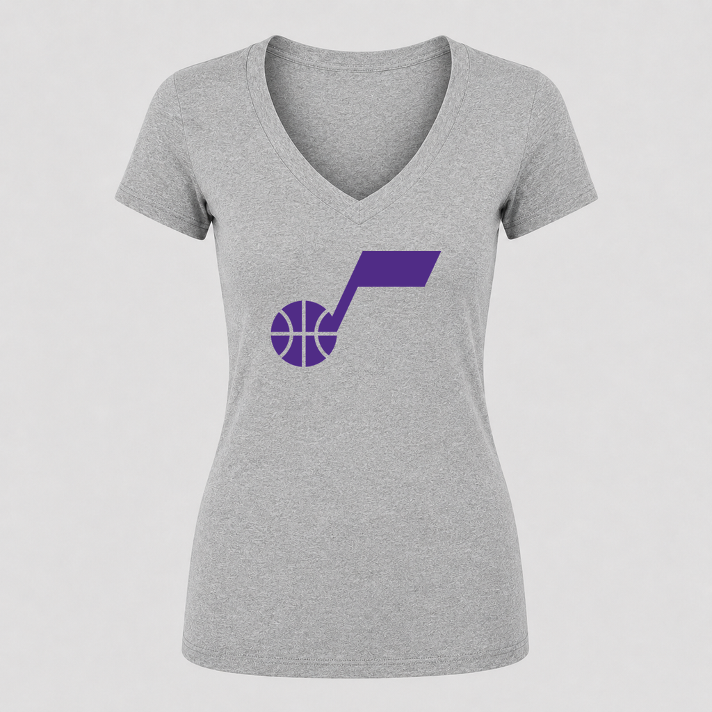 Women's Utah Jazz V Neck T-Shirt in gray