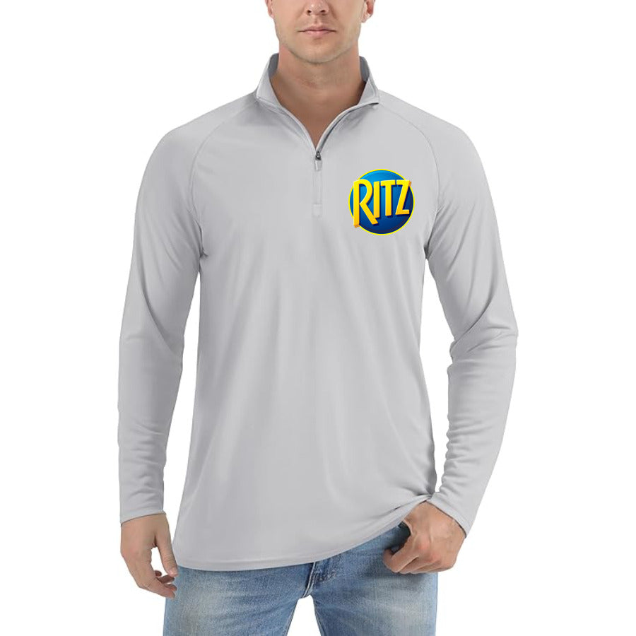 Ritz Mondelez Logo food quarter-zip athletic shirt in Light Gray