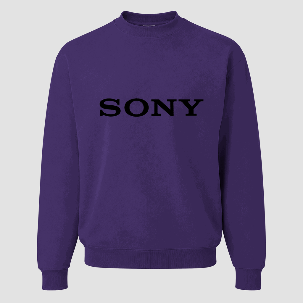 Men's Sony Black Logo Crewneck Sweatshirt - Purple