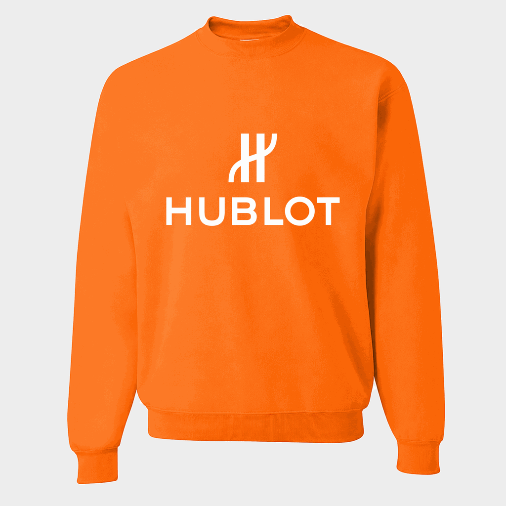 Men's Hublot White Logo Crewneck Sweatshirt - Orange