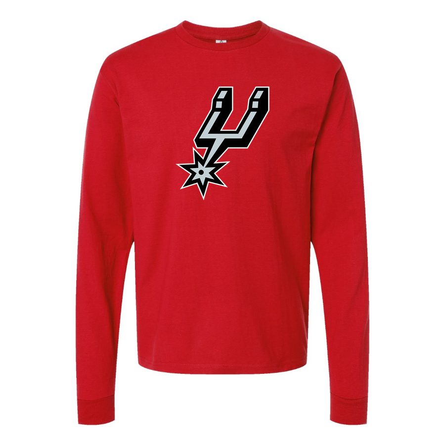 Men's San Antonio Spurs Long sleeves Cotton Blend T-Shirt - Red
