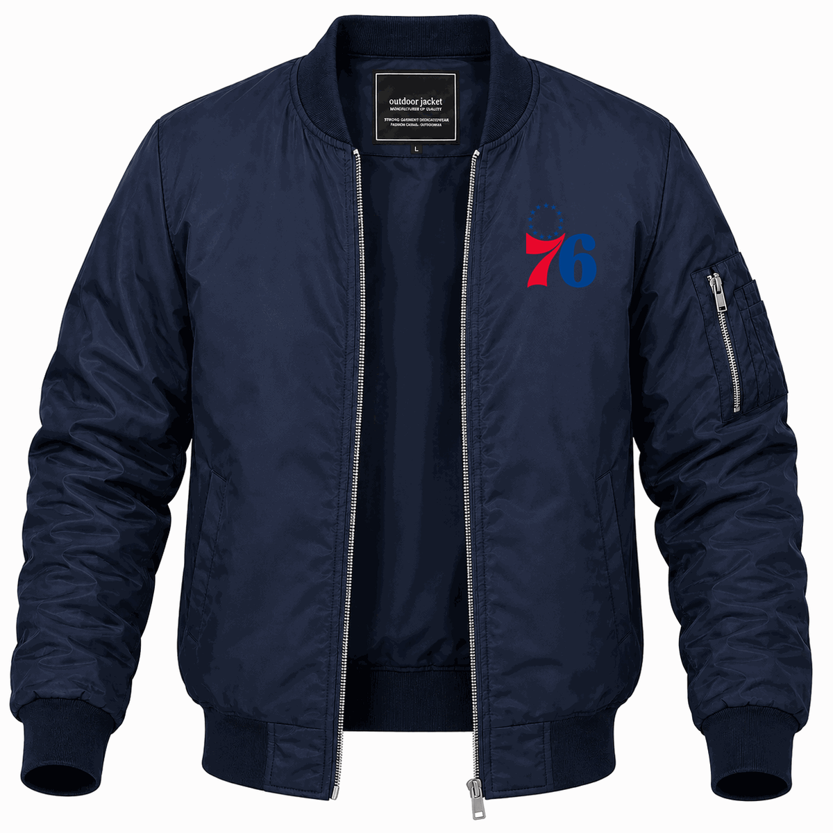Men's Philadelphia 76ers Lightweight Bomber Jacket - Navy