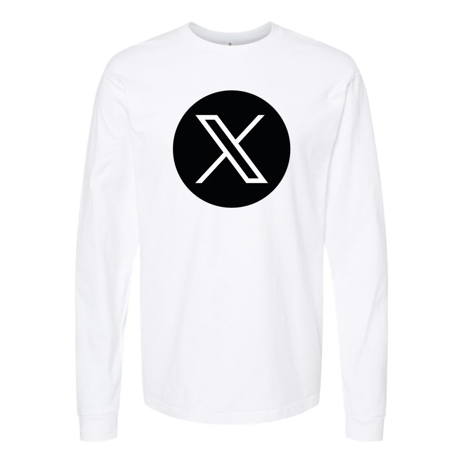 Men's Twitter X Logo Long sleeves Cotton Blend T-Shirt - White
