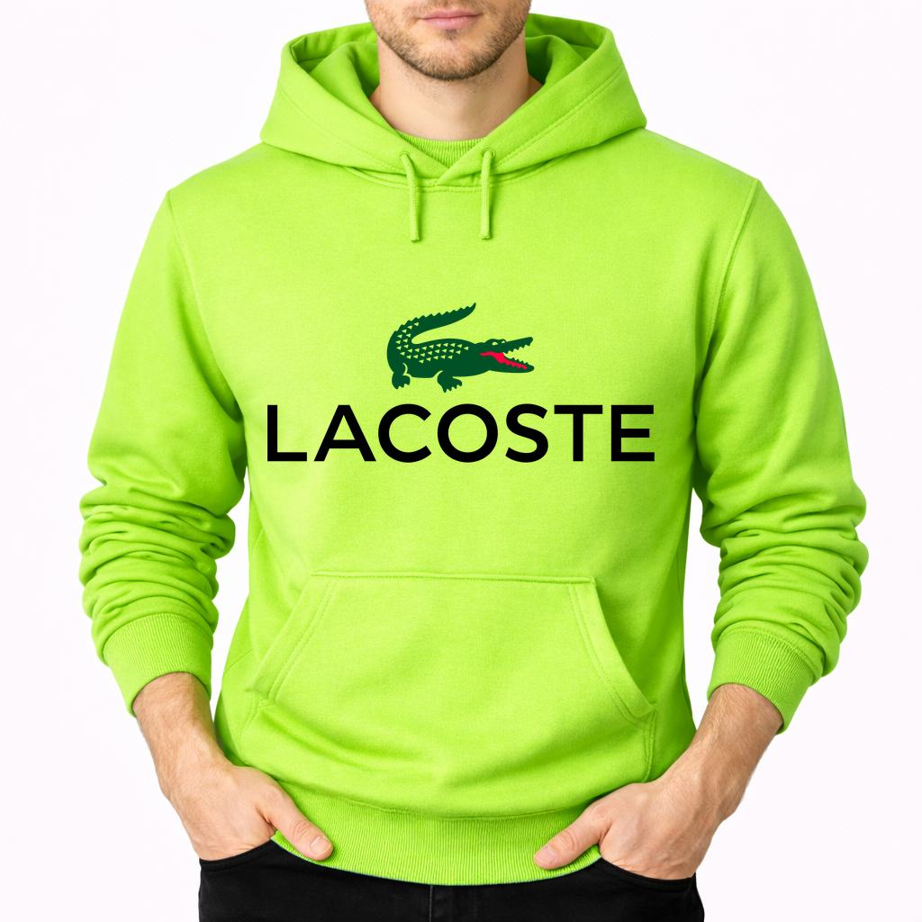 Men's Lacoste Pullover Hoodie - Lime green