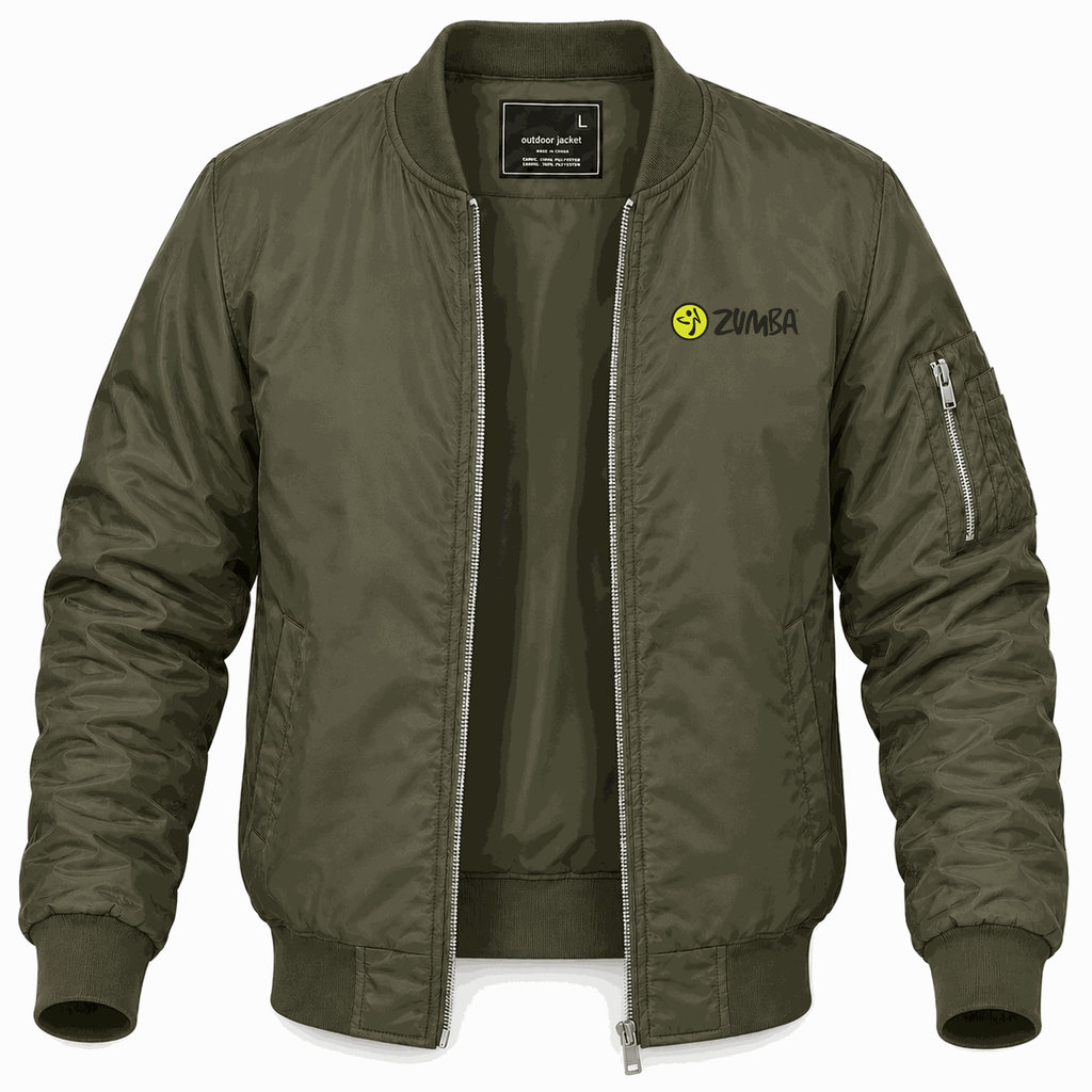 Men's Zumba Fitness Lightweight Bomber Jacket - Army Green