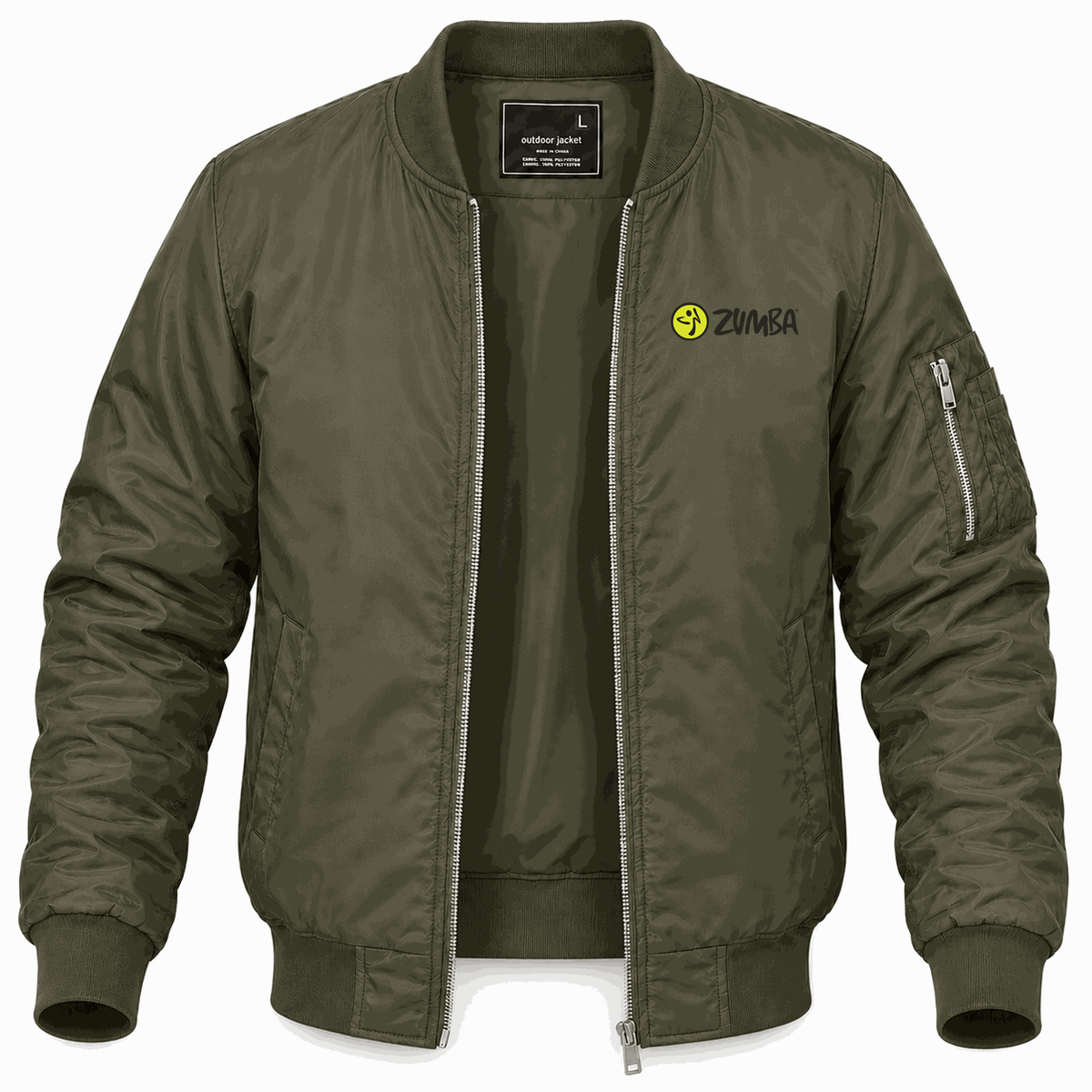 Men's Zumba Fitness Lightweight Bomber Jacket - Army Green