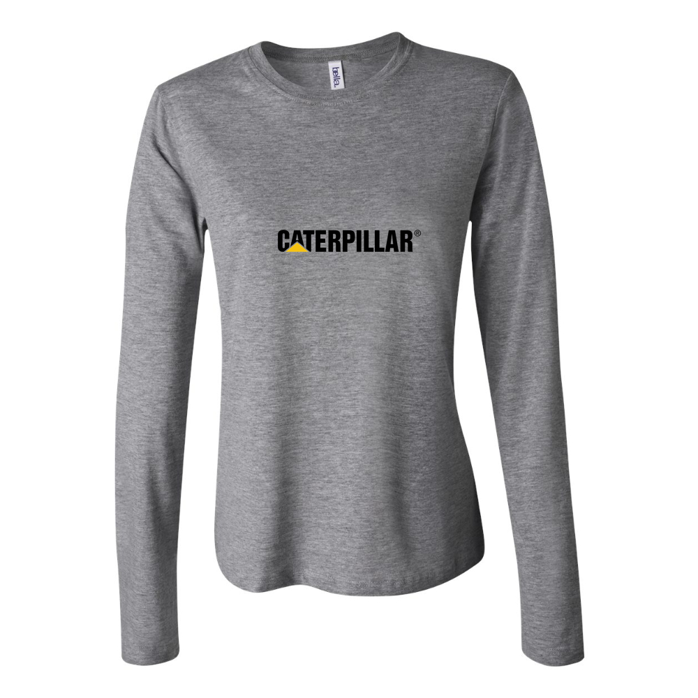 Women's Caterpillar Logo Black Long Sleeve T-Shirt - Gray