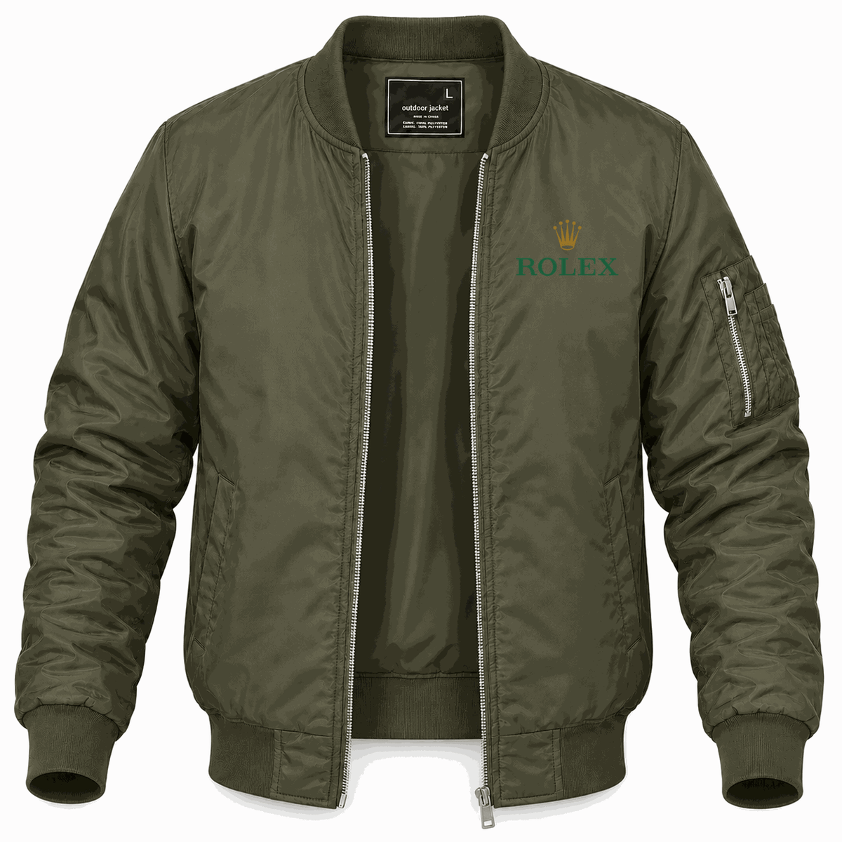 Men's Rolex Lightweight Bomber Jacket - Army Green