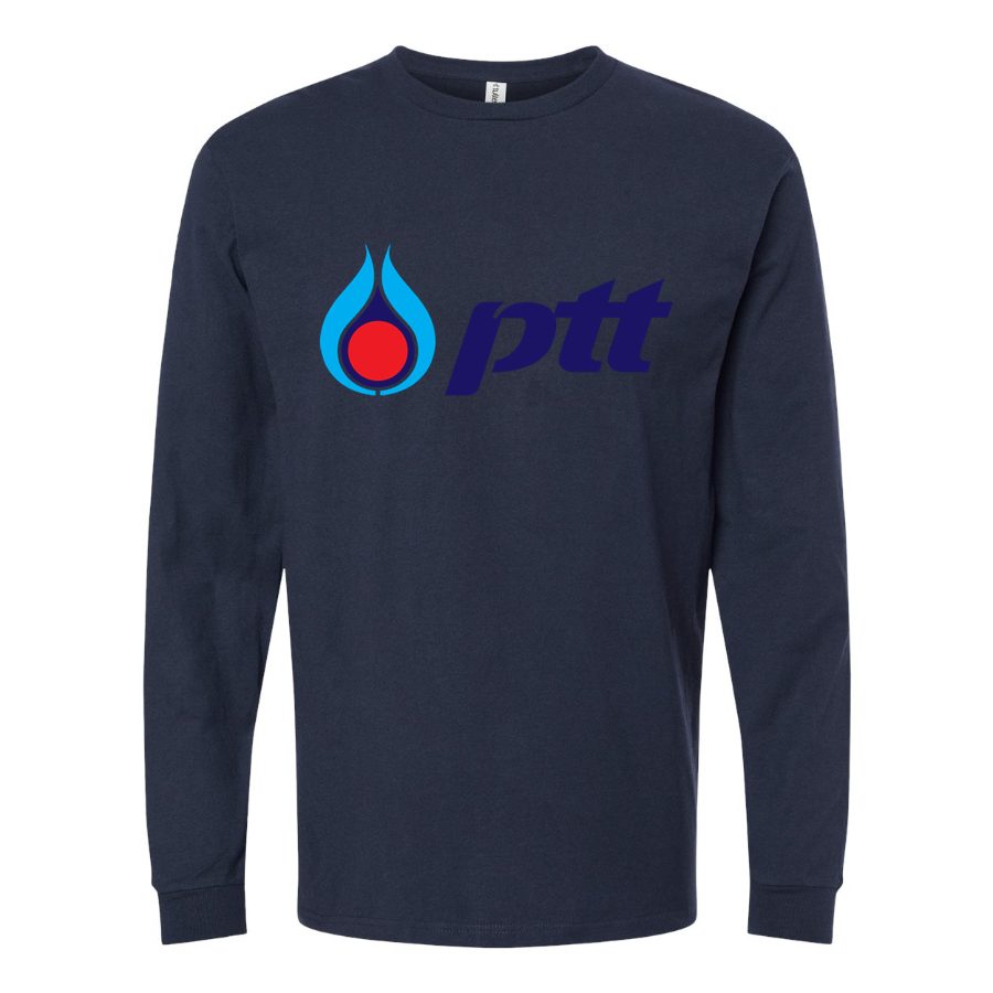 Men's PTT-Logo Long sleeves Cotton Blend T-Shirt - Navy