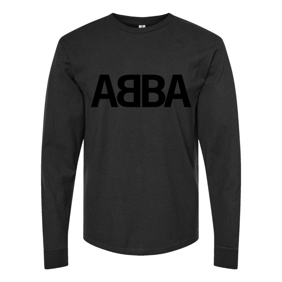 Men's Abba-Logo-768x432 Long sleeves Cotton Blend T-Shirt - Black