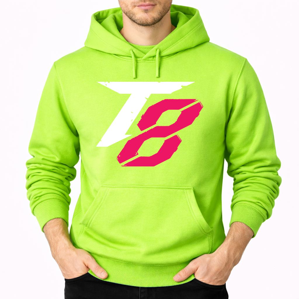 Men's Tekken 8 White Logo Pullover Hoodie - Lime green