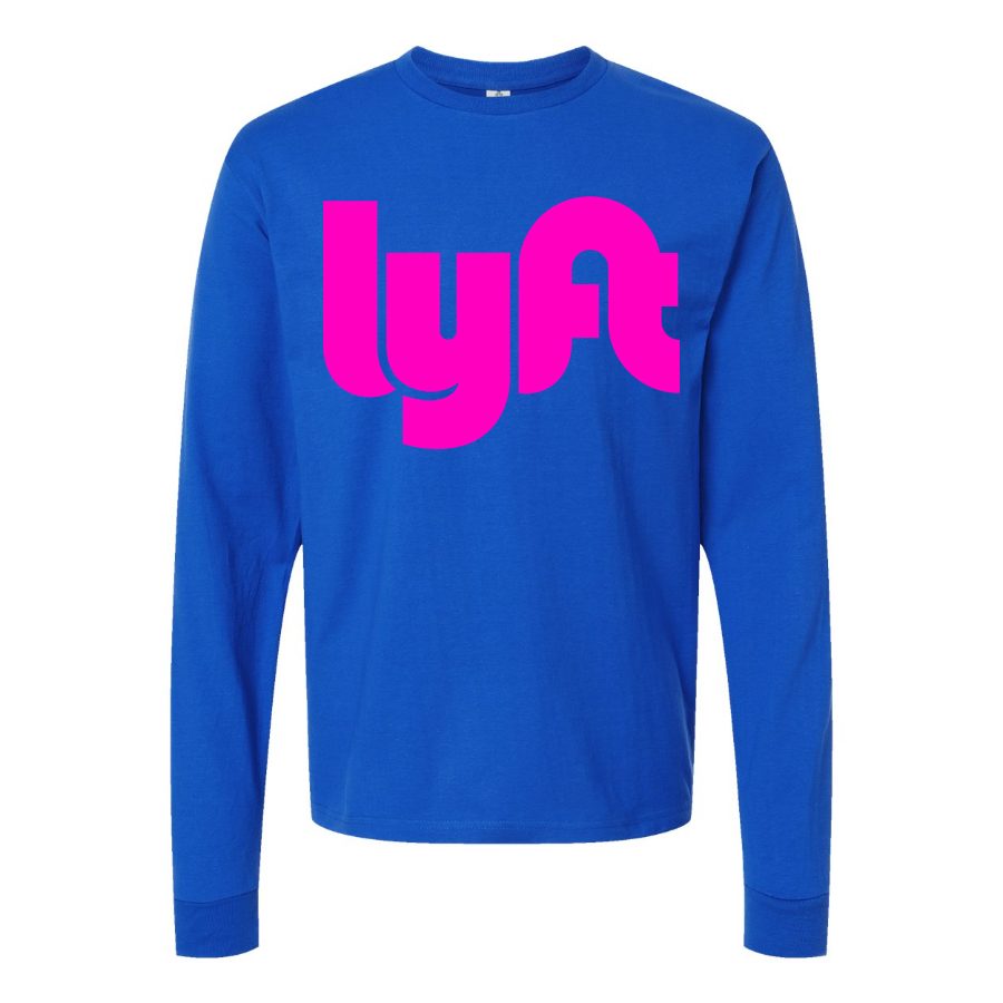 Men's Lyft pink Long sleeves Cotton Blend T-Shirt - Blue