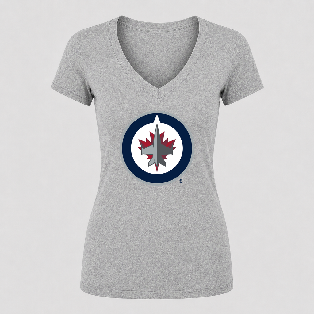 Women's Winnipeg Jets V Neck T-Shirt in gray